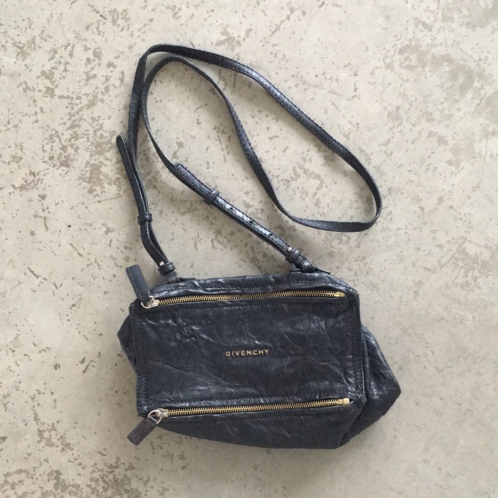 Givenchy pandora mini bag, black aged leather